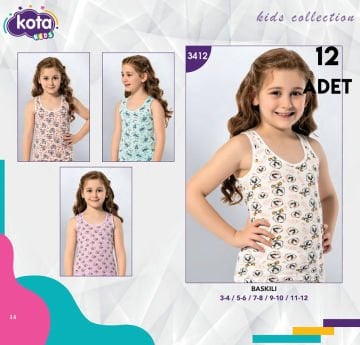 Kota 3412 Baskılı Kız Çocuk Atlet 12'li