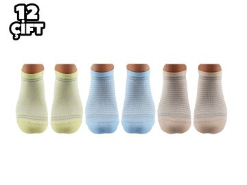 Pola 2123 Likralı Bayan Bambu Simli Patik Çorap 12'li