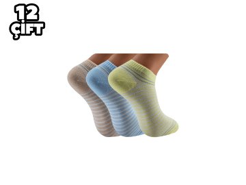 Pola 2123 Likralı Bayan Bambu Simli Patik Çorap 12'li