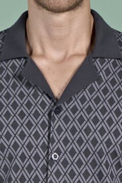 Pijadore 1967 (2XL-3XL-4XL-5XL) Battal Beden Uzun Kollu Erkek Pijama Takım 4'lü FÜME - SERİ-4-LÜ