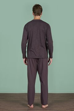 Pijadore 1932 (2XL-3XL-4XL-5XL) Battal Beden Uzun Kollu Erkek Pijama Takım 4'lü KAHVE - SERİ-4-LÜ