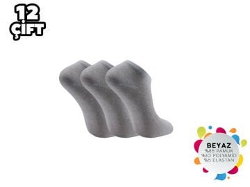 Esinti Düz Ekru Bayan Penye Patik 12'li