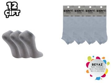 Esinti Düz Ekru Bayan Penye Patik 12'li