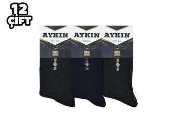 Aykın 001 Kuşaklı Erkek Penye Likralı Çorap 12'li