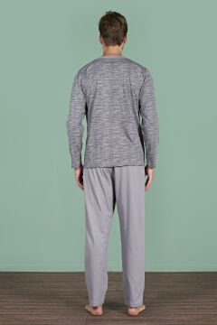Pijadore 1932 (2XL-3XL-4XL-5XL) Battal Beden Uzun Kollu Erkek Pijama Takım 4'lü GRİ - SERİ-4-LÜ