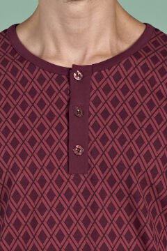 Pijadore 1968 (2XL-3XL-4XL-5XL) Battal Beden Uzun Kollu Erkek Pijama Takım 4'lü BORDO - SERİ-4-LÜ