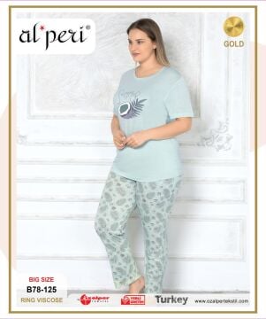Alperi B78-125 (3XL-4XL-5XL-6XL) Bayan Kısa Kollu Pijama Takım 4'lü