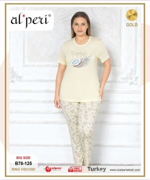 Alperi B78-125 (3XL-4XL-5XL-6XL) Bayan Kısa Kollu Pijama Takım 4'lü