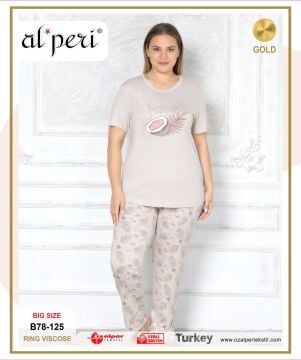 Alperi B78-125 (3XL-4XL-5XL-6XL) Bayan Kısa Kollu Pijama Takım 4'lü