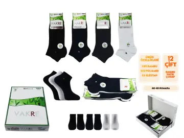 Vakre 9304-1 (40-45 NO) Dikişsiz Erkek Bambu Patik Çorap 12'li