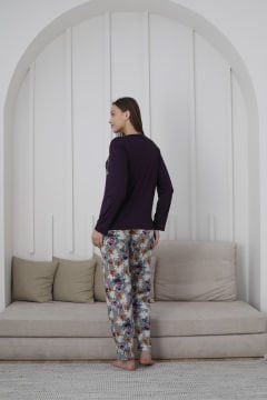 Kapitex 59108 Bambu Ring Viskon Bayan Uzun Kol Pijama Takım 4'lü