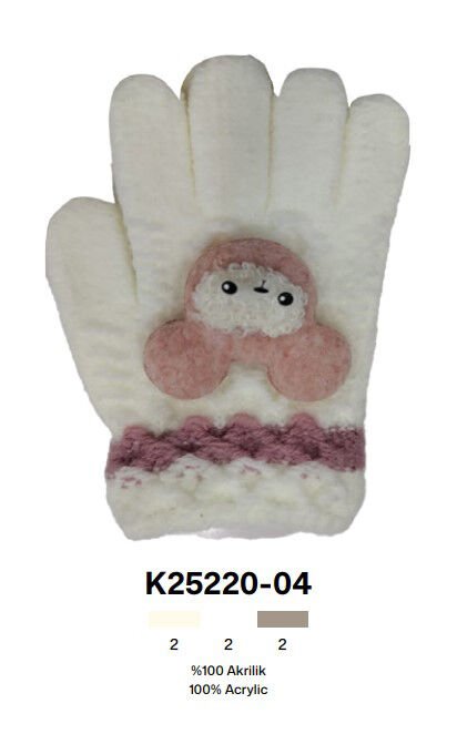 Kitti P-K25220-04 3-6 Yaş Örme Kız Çocuk Eldiven 6'lı
