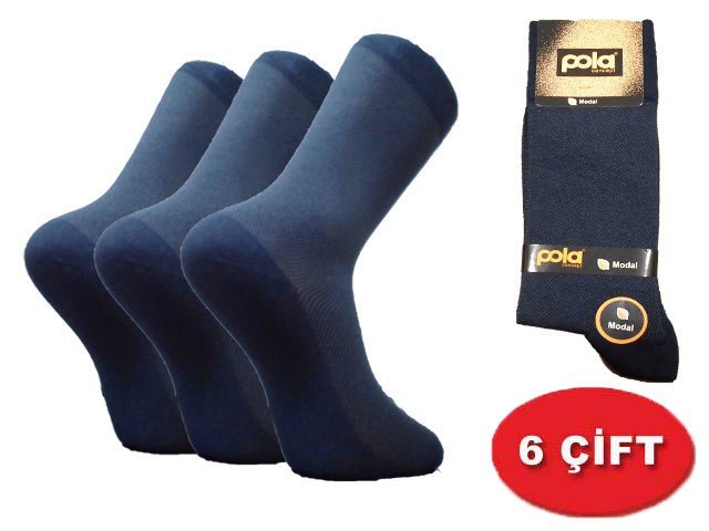 POLA ERKEK MÜŞİR MODEL DİKİŞSİZ MODAL ÇORAP PAKET 6 ADET
