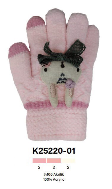 Kitti P-K25220-01 3-6 Yaş Örme Kız Çocuk Eldiven 6'lı