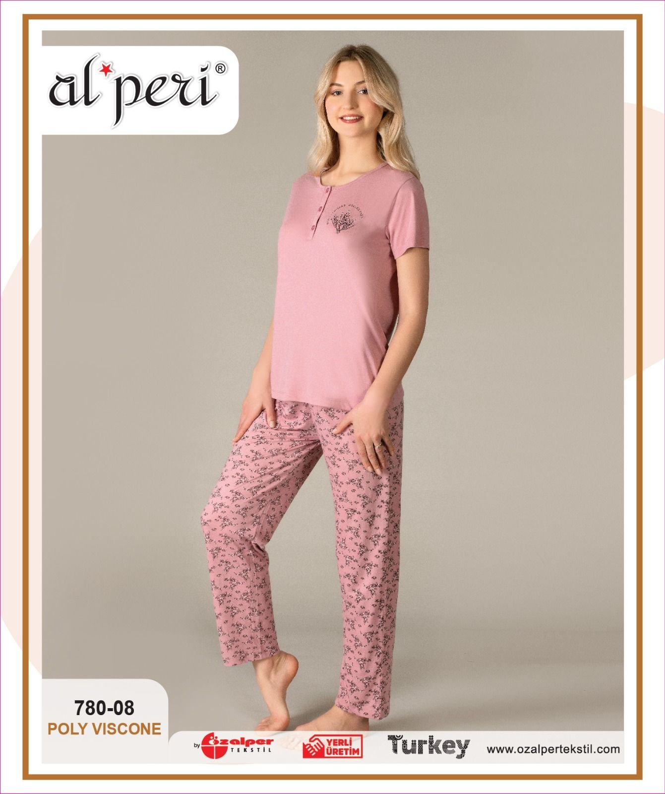 Alperi 780-08 Bayan Kısa Kol Pijama Takım 4'lü