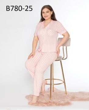 Alperi B780-25 (3XL-4XL-5XL-6XL) Bayan Kısa Kollu Pijama Takım 4'lü