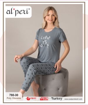 Alperi 780-30 Bayan Kısa Kol Pijama Takım 4'lü