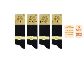 Pelin 1-38 (40-44) Erkek Penye Likralı Çorap 12'li