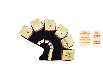 Pelin 1-38 (40-44) Erkek Penye Likralı Çorap 12'li