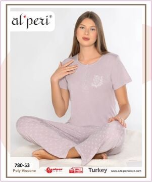 Alperi 780-53 (M-L-XL-XXL) Bayan Kısa Kollu Pijama Takım 4'lü