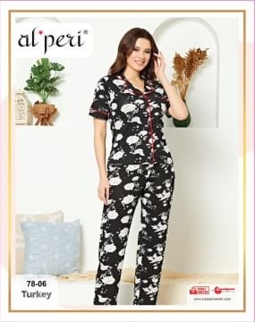 Alperi 78-06 Bayan Kısa Kol Pijama Takım 4'lü