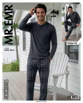 MR-EMR 8001 (M-L-XL-XXL) Penye Uzun Kollu Erkek Pijama Takımı 4'lü