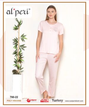 Alperi 780-22 (M-L-XL-XXL) Bayan Kısa Kollu Pijama Takım 4'lü