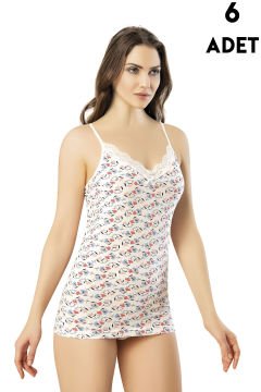 Kota 6134 Baskılı İp Askılı Bayan Atlet 6'lı