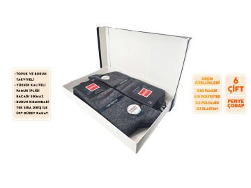 Şirin 7350-Füme Ter Emici Dikişsiz Parfümlü Erkek Soket Çorap 6'lı