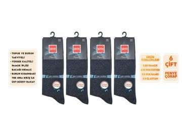Şirin 7350-Antrasit Ter Emici Dikişsiz Parfümlü Erkek Soket Çorap 6'lı