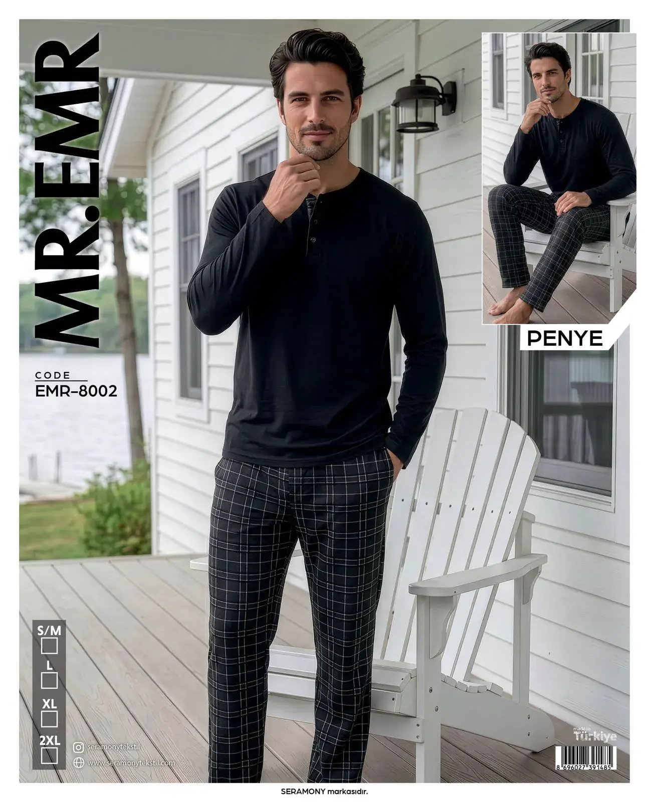 MR-EMR 8002 (M-L-XL-XXL) Penye Uzun Kollu Erkek Pijama Takımı 4'lü
