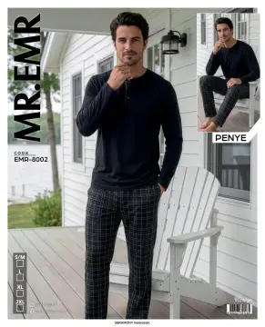 MR-EMR 8002 (M-L-XL-XXL) Penye Uzun Kollu Erkek Pijama Takımı 4'lü