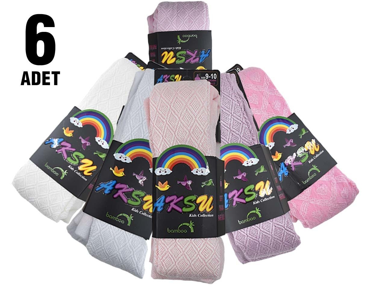 Aksu Bambu Kız Çocuk Külotlu Çorap 6'lı