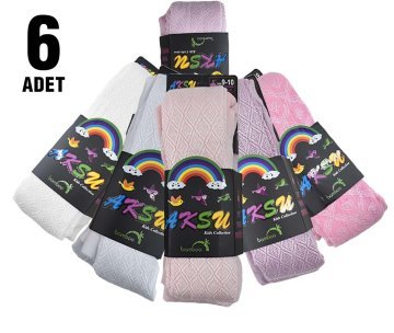 Aksu Bambu Kız Çocuk Külotlu Çorap 6'lı