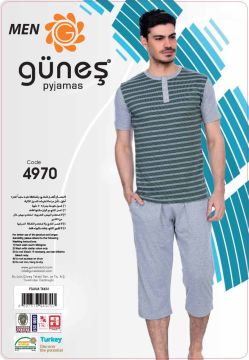 Güneş 4970 Kısa Kollu Kaprili Erkek Pijama Takımı