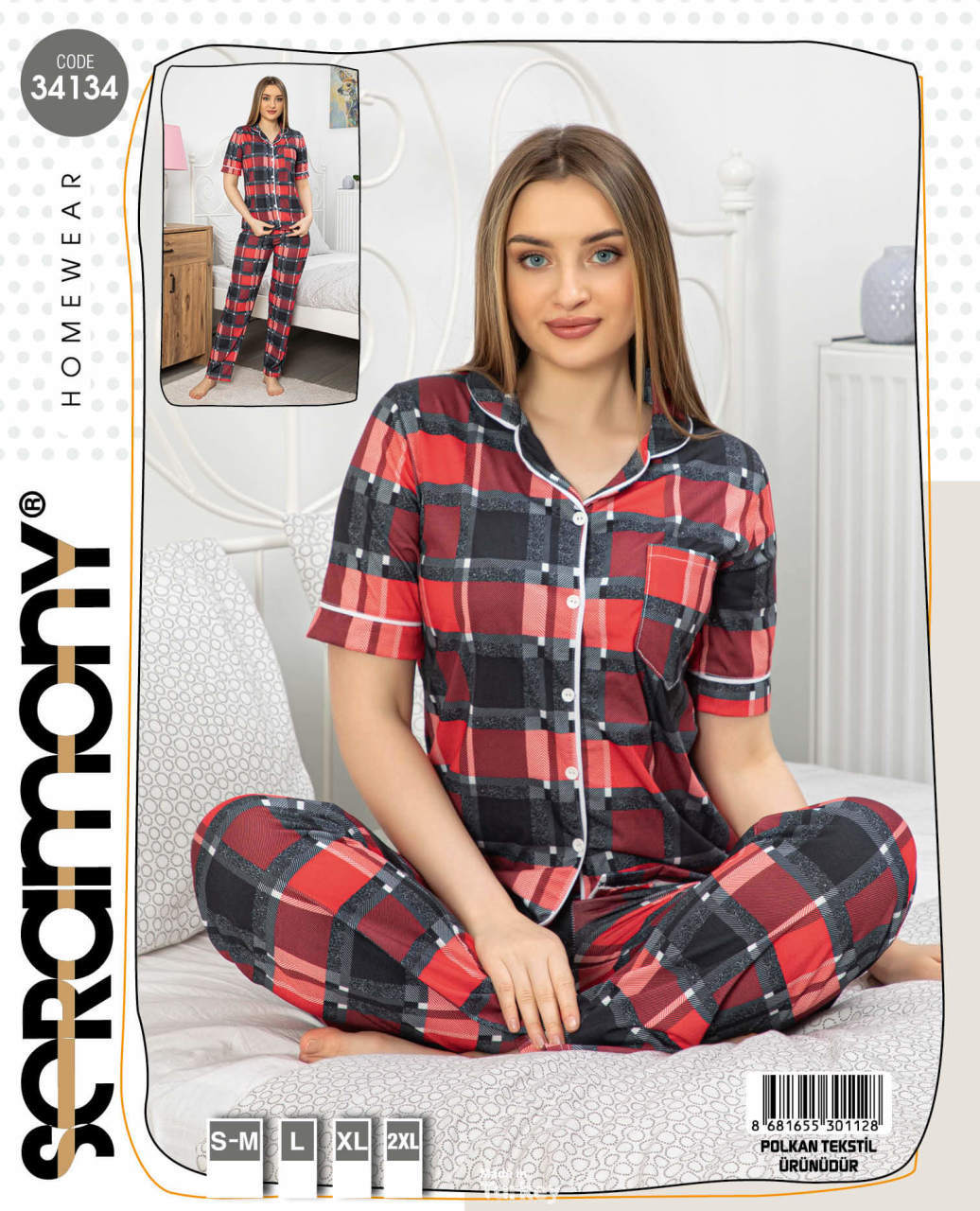 Seramony 34134 Kısa Kollu Düğmeli Bayan Pijama Takımı