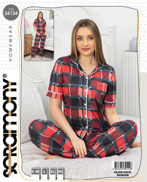 Seramony 34134 Kısa Kollu Düğmeli Bayan Pijama Takımı