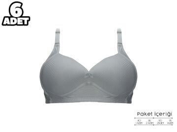 Liza 2150 Balensiz Jakarlı B Cup Desteksiz Bayan Sütyen 6'lı