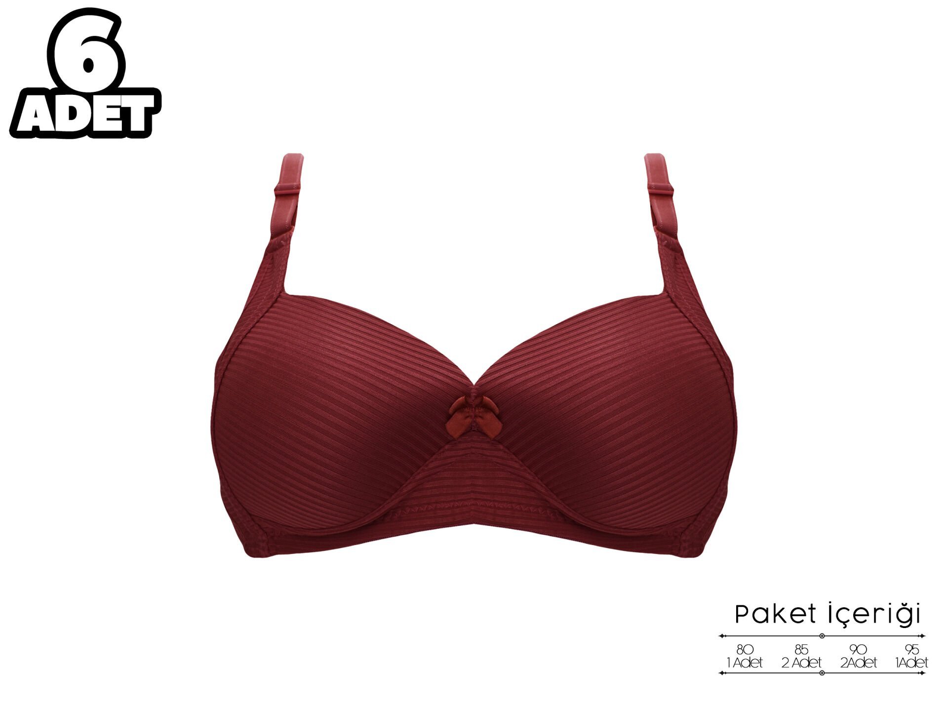Liza 2150 Balensiz Jakarlı B Cup Desteksiz Bayan Sütyen 6'lı