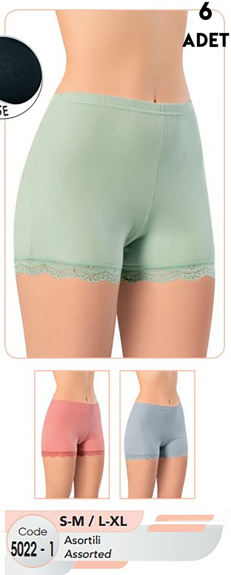 Kota 5022-1 Bayan Dantelli Şort 6'lı