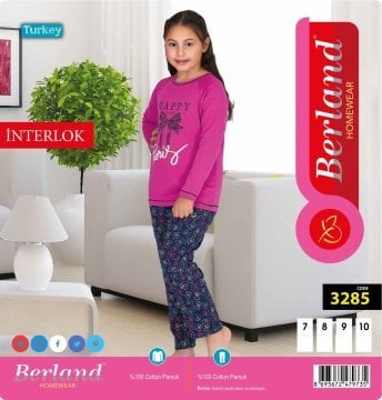 Berland 3285 Kız Çocuk Uzun Kollu İnterlok Pijama Takımı