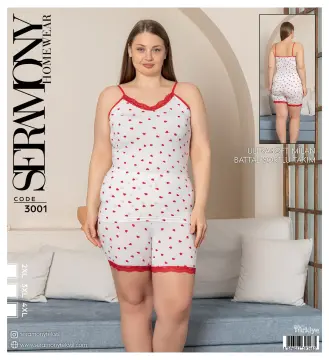 Seramony 3001 (2XL-3XL-4XL) Bayan Ultra Soft Milan İp Askılı Şortlu Takım 6'lı