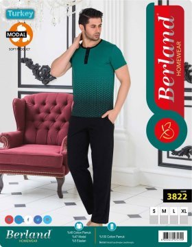Berland 3822 Erkek Modal Kısa Kol Pijama Takımı