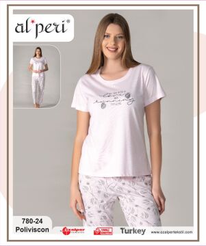 Alperi 780-24 (M-L-XL-XXL) Bayan Kısa Kollu Pijama Takım 4'lü