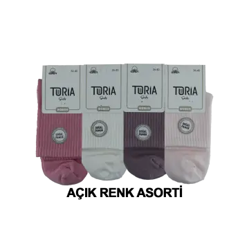Toria B12 (36-40) Doğal Pamuk Bayan Kısa Tenis Çorap 12'li