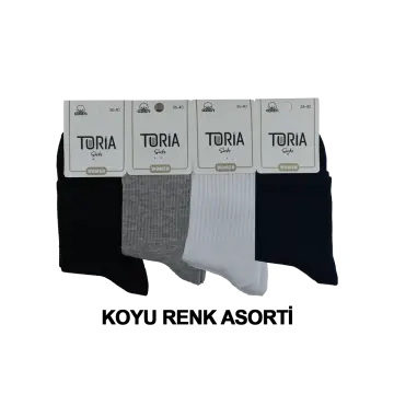Toria B12 (36-40) Doğal Pamuk Bayan Kısa Tenis Çorap 12'li