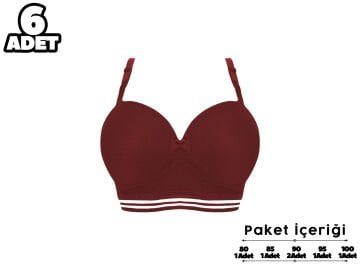 Liza 2190 Misinalı Balensiz Desteksiz Sütyen 6'lı