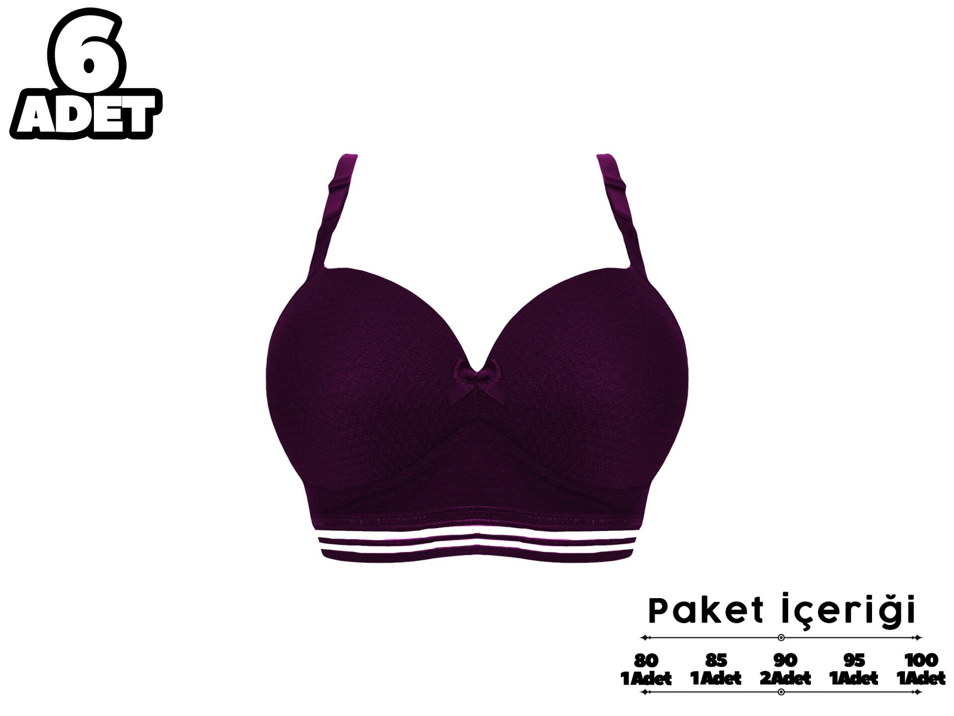 Liza 2190 Misinalı Balensiz Desteksiz Sütyen 6'lı