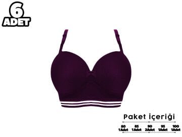Liza 2190 Misinalı Balensiz Desteksiz Sütyen 6'lı