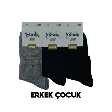 Panda 14 (3-12 Yaş) Kız Erkek Çocuk Bambu Çorap 12'li